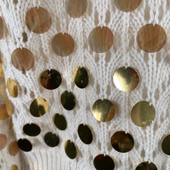 MARC JACOBS Cream Gold Wool Cashmere Payettes Sweater - Picture 5 of 7